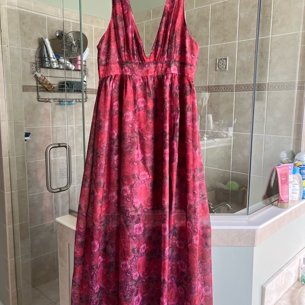 Lulu's Pink Floral Maxi Dress
